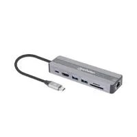 DOCKING USB, MANHATTAN, 153928, -C 7 PTOS, HDMI, RED, USB-C PD/2XUSBV3