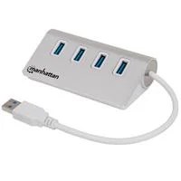 HUB USB,MANHATTAN,163767, V3.0 4 PTOS COLOR ALUMINIO