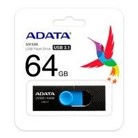 MEMORIA ADATA 64GB USB 3.2 UV320 RETRACTIL NEGRO-AZUL (AUV320-64G-RBKB
