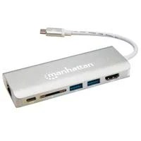 DOCKING USB,MANHATTAN,152075,-C 6 PTOS, HDMI, USB-C PD/2XUSBV3.2, RED/