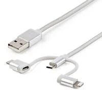 CABLE TRENZADO DE 1M USB A LIGHTNING USB-C Y MICRO USB – CABLE CARGADO