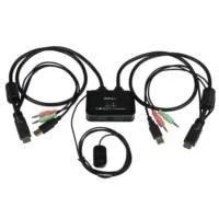 SWITCH CONMUTADOR KVM DE 2 PUERTOS HDMI® USB AUDIO MINI JACK CON CABLE