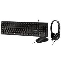 KIT TECLADO  MOUSE  DIADEMA CON MICROFONO INTEGRADO ALAMBRICOS CONECTO