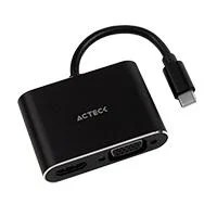ADAPTADOR ACTECK SHIFT PLUS AV420  USB C – HDMI VGA  4K  10 CM  NEGRO