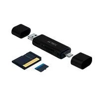 LECTOR DE MEMORIA DUAL ACTECK  USB A – USB C  MICRO SD/TF  NEGRO  AC-9