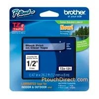 CINTA LAMINADA BROTHER TZE131 12MM NEGRO SOBRE TRANSPARENTE DE 8 METRO