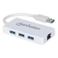 ADAPTADOR USB,MANHATTAN,507578, V3.0 A RED GB + HUB 3 PTOS MH