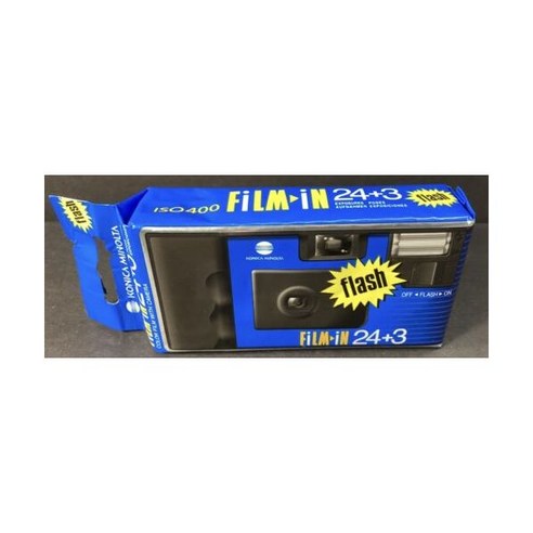 Konica Minolta Film-In 35mm 일회용 카메라 컬러 필름 ISO400 27-EXP 플래시, 1개