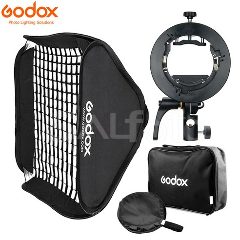 링라이트 사진 조명 스탠드 Godox S2 스피드 라이트 브래킷 허니 콤 그리드 소프트 박스 S타입 Bowens 플래시 홀더 마운트 fr V1 V860II AD200 AD400P, 2.S2 add 60cm Softbox