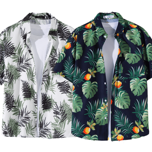 1+1 남녀공용 여행룩 하와이안 반팔 셔츠 Men's Shirts 뉴타임즈 M260Q132
