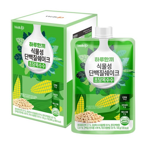 로엘 웰업 하루한끼 식물성 단백질 쉐이크 초당옥수수맛, 40g, 4개