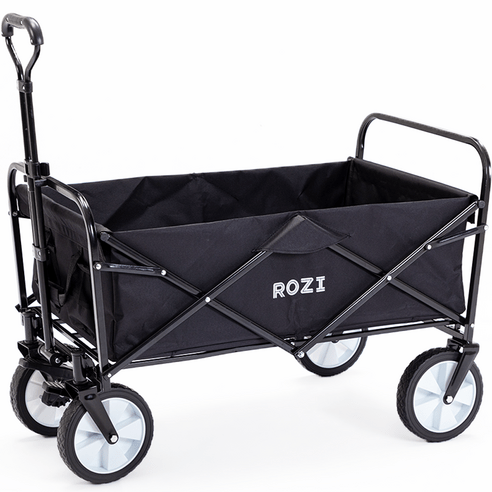 ROZI 다용도 폴딩 웨건 캠핑 카트 + 보관용 가방 세트 1개, 카키