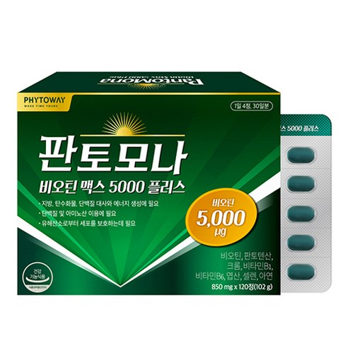 판토모나 비오틴 맥스 5000 플러스 102g, 120정, 6개