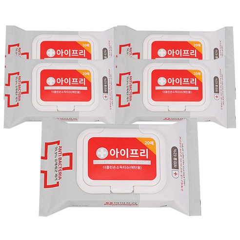 아이프리 휴대용 더 클린 손소독티슈 캡형, 20매, 20개