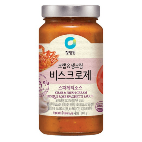 청정원 크랩&생크림 비스크로제 스파게티소스, 600g, 1개