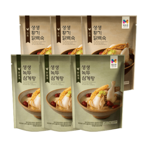 목우촌 생생삼계탕 (녹두삼계탕3팩+황기닭백숙3팩), 6개, 1kg