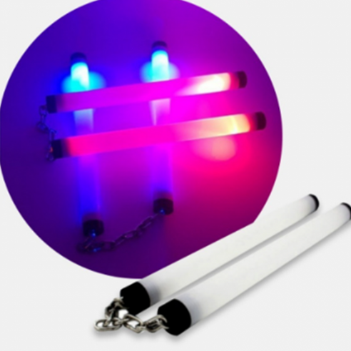 LED 불빛 조명 쌍절곤 태권도 합기도 시범단 소품, 레드