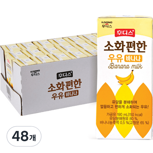 일동후디스 소화편한 우유 바나나, 190ml, 24개