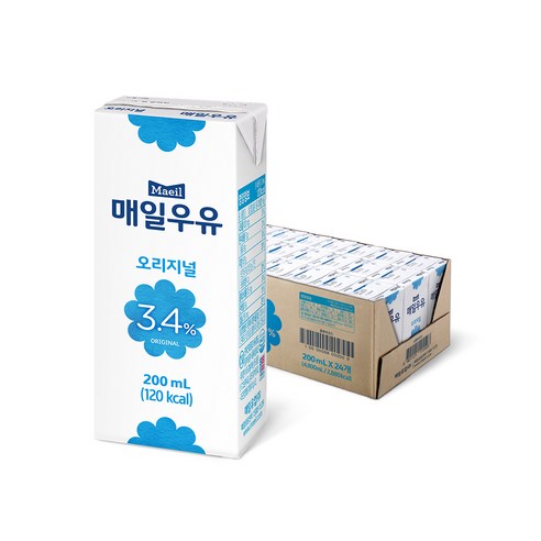 매일두유 [매일유업] 우유 멸균 오리지널 1박스 (24입200ml), 200ml, 24개