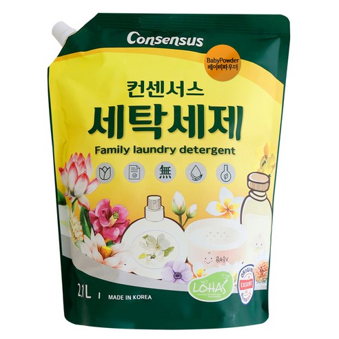 컨센서스 중성세제 세탁세제 베이비로션 액상세제 리필, 2.1L, 3개