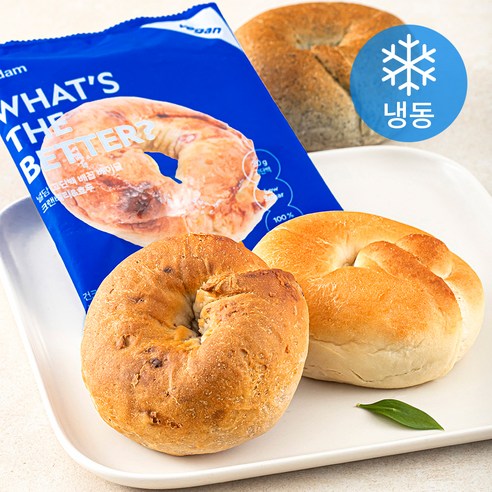 널담 고단백 배꼽 베이글 플레인 140g + 흑임자 140g + 크랜베리 & 호두 140g 세트 (냉동), 3세트