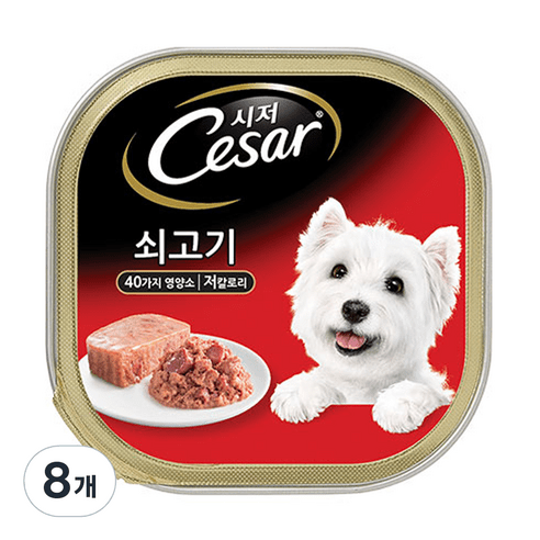 시저 반려견 주식캔 로즈마리와 브로콜리양고기, 허브 딜과 브로콜리 양고기, 100g, 42개