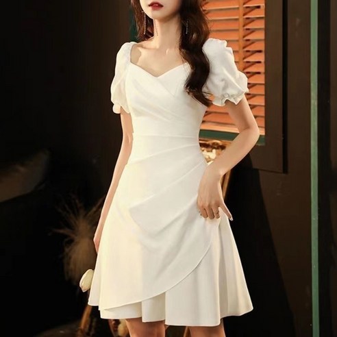 마켓에이 여성용 소매프릴 핀턱 원피스