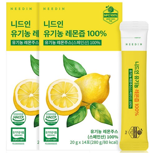 니드인 유기농 레몬즙 100% 프리미엄 NFC 레몬수 디톡스, 280g, 12박스