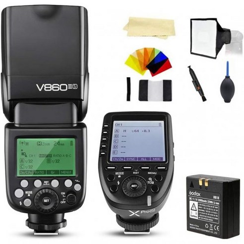 Godox V860II CE E TTL II 2.4G 고속 동기화 1 8000s GN60 L'옴므 아이온 배터리 카메라 플래시 스피드라이트 캐논 및 XPro C 무선 트리거 송