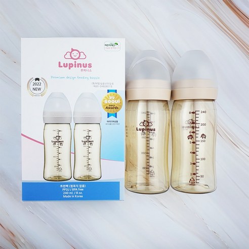 루피너스 PPSU 젖병 240ml 트윈팩 (오트베이지), 베이지, 4개