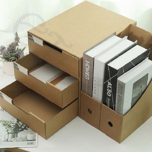 제르나 크라프트 서류정리 서랍장 골판지가구 종이서랍장, (2단)