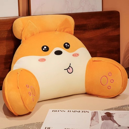 침대헤드쿠션 좌식 인테리어 푹신한 베드백 캐릭터 다용도 가죽 침대등받이 헤드레스트 쇼파 바디필로우 등받이쿠션, 라지쿠션+베개75X50cm라이너는탈부착및세탁