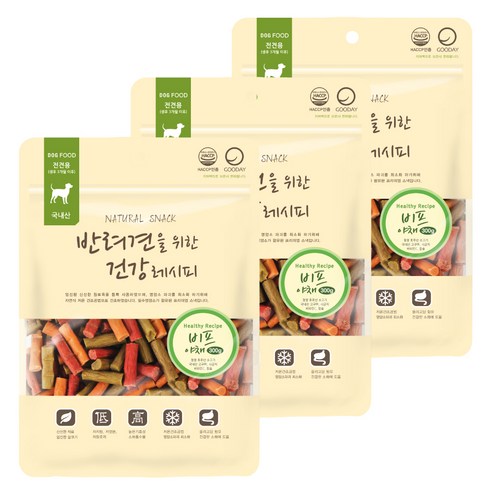 굿데이 반려견을 위한 건강레시피 져키, 비프야채, 300g, 3개입