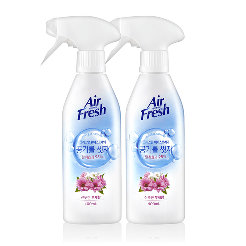 에어후레쉬 공기 탈취제 크리스탈 워터 스프레이 산뜻한 부케향 본품, 400ml, 4개