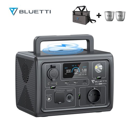 BLUETTI 블루에티 EB3A파워뱅크 600W 268Wh 캠핑용 휴대용 태양광 고속충전 대용량 보조배터리 앱 컨트롤 UPS모드 차량용충전케이블포함, EB3A