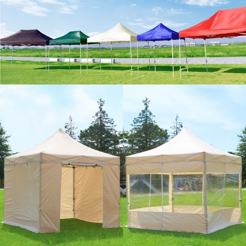 세모천막 접이식 캐노피 천막 행사용 이동식 테라스 바람막이 옥상 포차, 1)베이직 프레임+지붕 세트(옆면미포함), 브라운