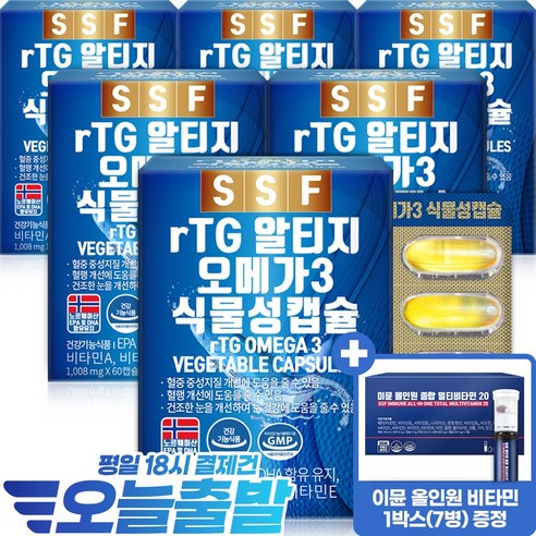 순수식품 rTG 오메가3 1000mg, 60정, 3개