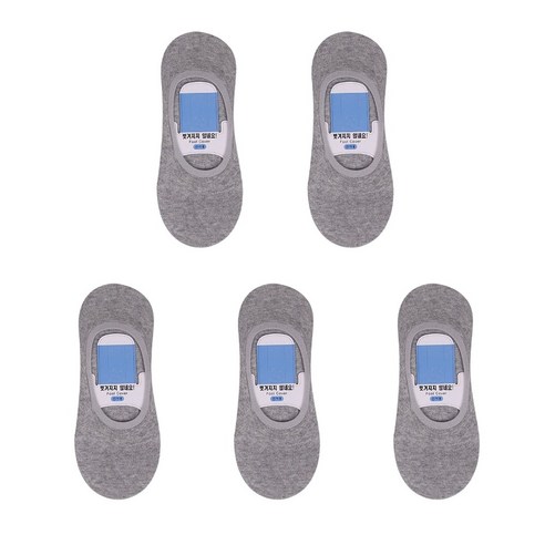 남자 무지 안벗겨지는 빅사이즈 큰발 290-330mm 페이크삭스 덧신 5켤레 회색