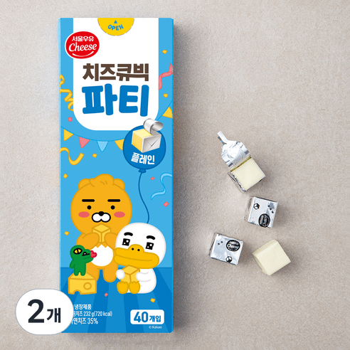 치즈큐빅 파티 플레인 40입, 232g, 2개
