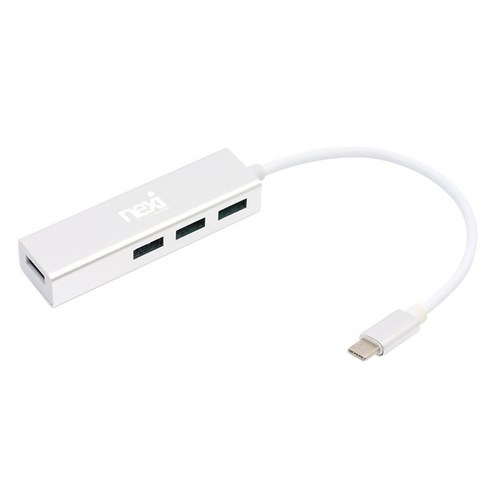 넥시 C타입 4포트 USB3.1 무전원 허브 NX-U31H4P, 화이트