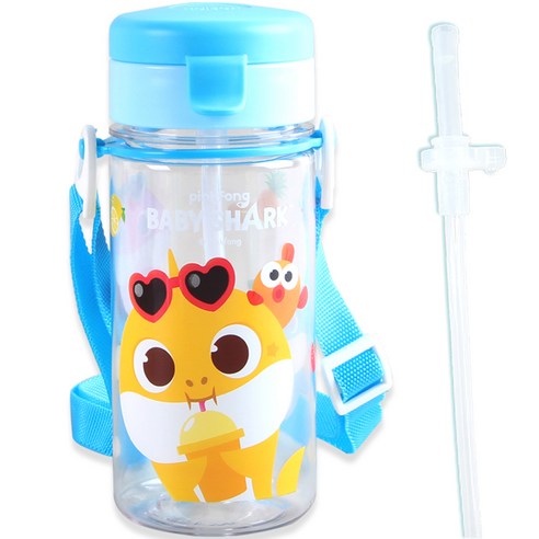 아이조움 아기상어 흘림방지 빨대물통 350ml + 리필 빨대, 혼합색상