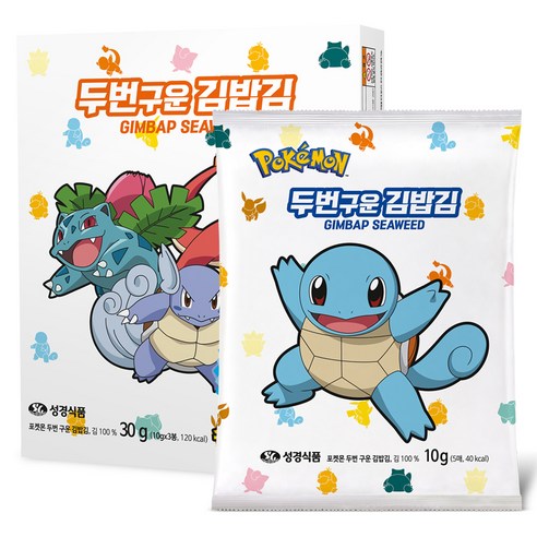 성경식품 포켓몬 두번구운 김밥김 10g 3p + 렌티큘러 스티커 1p 랜덤발송, 1세트