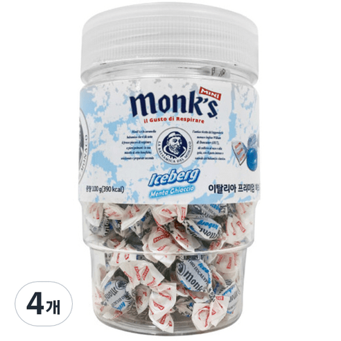 Monks 차량 컵홀더용 아이스버그 허브 캔디, 100g, 4개