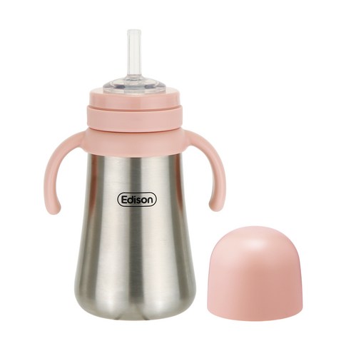 에디슨 스테인리스 보온 보냉 빨대컵 200ml, 베이지, 1개