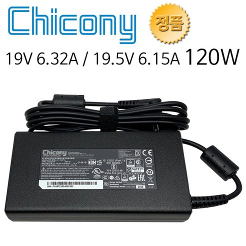 Chicony A17-120P1A 19.5V 6.15A 120W 노트북 정품 어댑터 충전기 외경 5.5mm 내경 2.5mm (전원케이블 포함), 1개