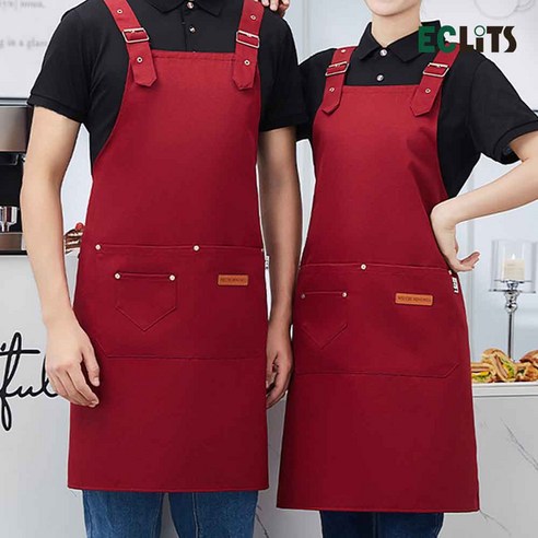 에클리츠 바리스타 앞치마 실크 1도 인쇄 무료, ONE SIZE, 100개, 레드