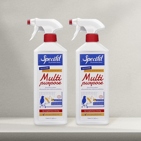 스페시핏 올인원 다목적 세정제 클리너 주방 욕실 가스렌지 후드 청소 기름때 제거, 2개, 750ml