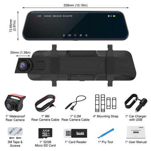 대쉬 캠 블박 4 대시 4K 비디오 레코더 야간 투시경 듀얼 렌즈 미러 DVR GPS 카메라 차량용 후면, 1.Carview 3 - 아무도