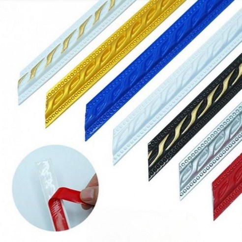 포인트 띠벽지 웨인스코팅 스티커 띠시트지 셀프도배 몰딩 DIY, 화이트 골드
