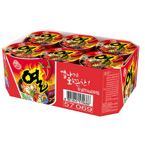오뚜기 열라면 미니컵 62 g, 18개